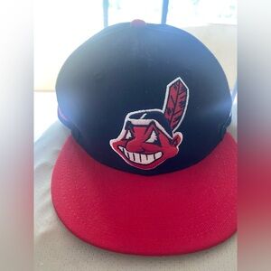 Red and Black Cleveland Indians team hat